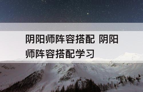 阴阳师阵容搭配 阴阳师阵容搭配学习