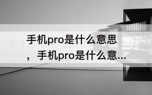 手机pro是什么意思，手机pro是什么意思华为荣耀?
