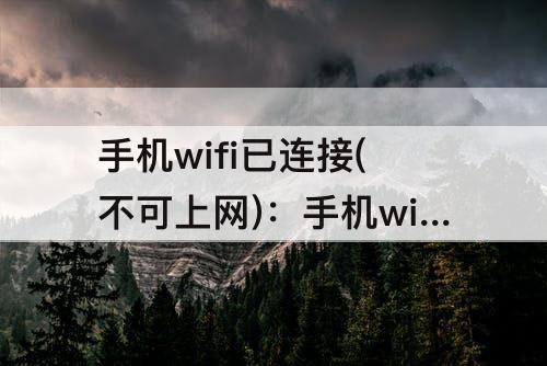 手机wifi已连接(不可上网)：手机wifi已连接(不可上网)怎么解决苹果
