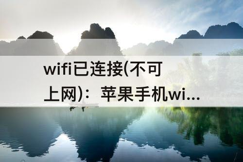 wifi已连接(不可上网)：苹果手机wifi已连接(不可上网)
