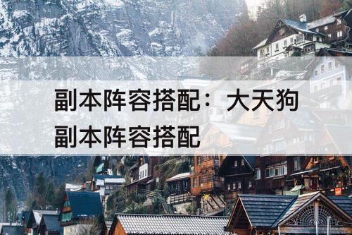 副本阵容搭配：大天狗副本阵容搭配