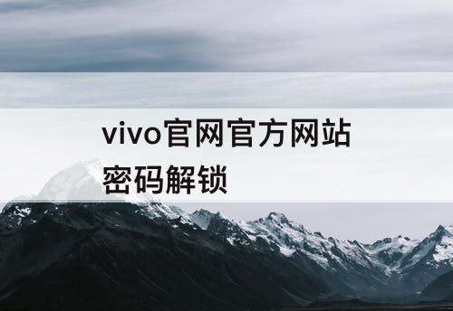 vivo官网官方网站密码解锁