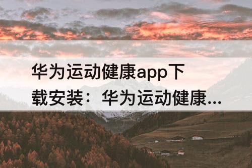 华为运动健康app下载安装：华为运动健康app下载安装官方版安卓版软件大全